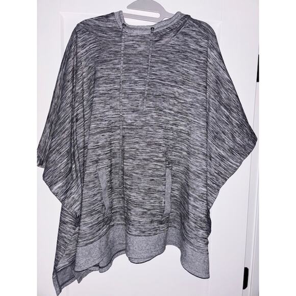 Talbots Tops - Talbots Space-Dyed Knit Poncho One Size Black White Heathered Casual Hoodie